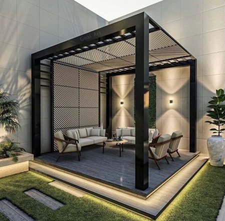 تصميم جلسات خارجية بالرياض | أحدث مظلات وسواتر حدائق 2027